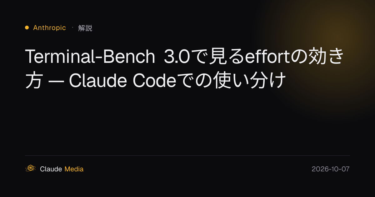 Terminal-Bench 3.0で見るeffortの効き方 — Claude Codeでの使い分け | Claude Media